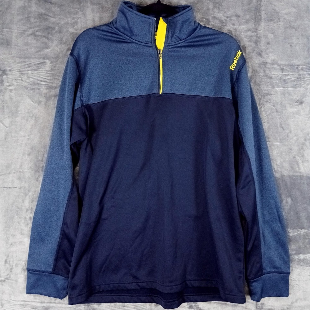 Reebok Sweater‎ Mens Large Blue Quarter Zip PlayWarm Pullover Athletic Top - Picture 2 of 11